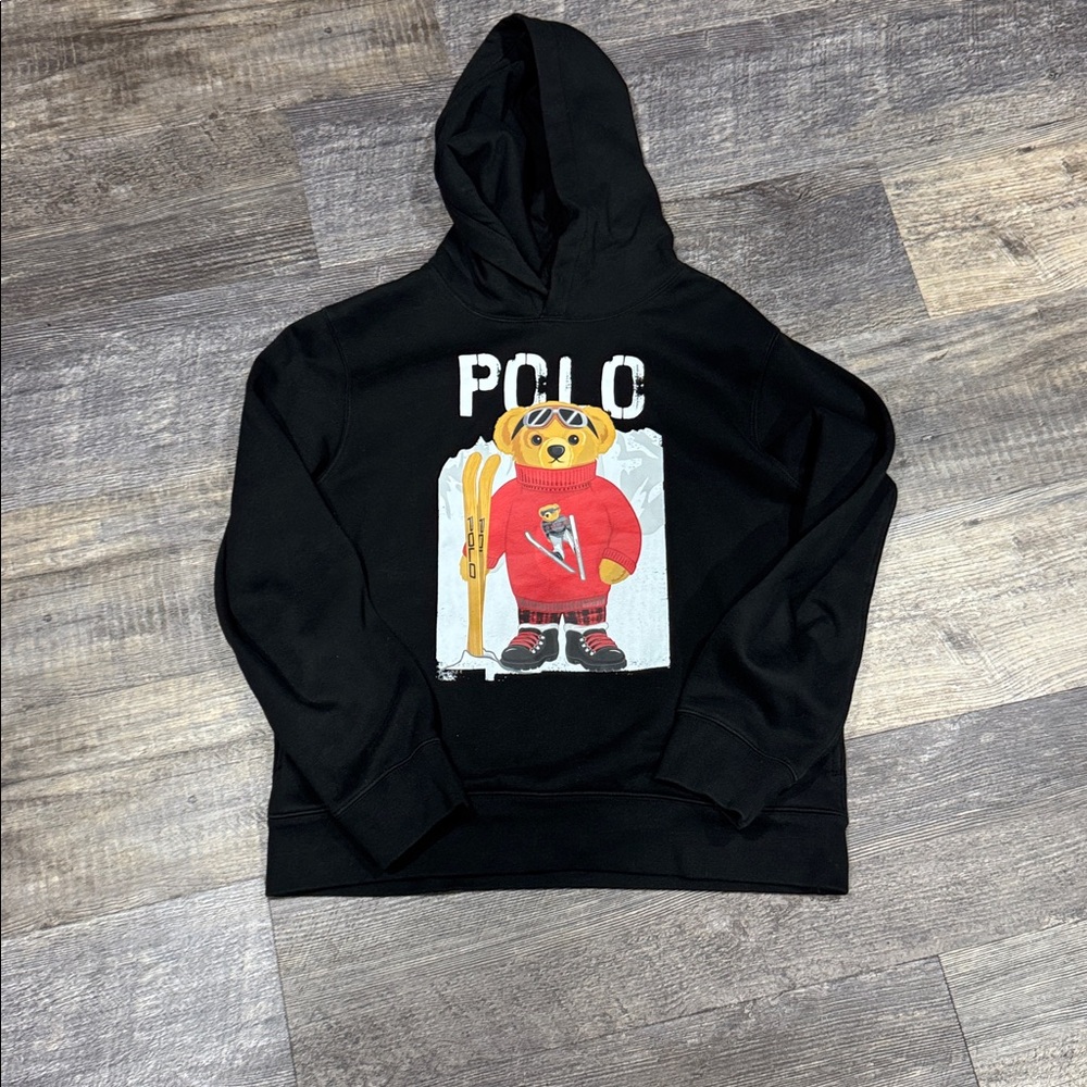 Polo Ralph Lauren Boys, Black Teddy Bear skiing hoodie